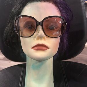 GUESS Brown Gradient Oversized Shield Sunglasses